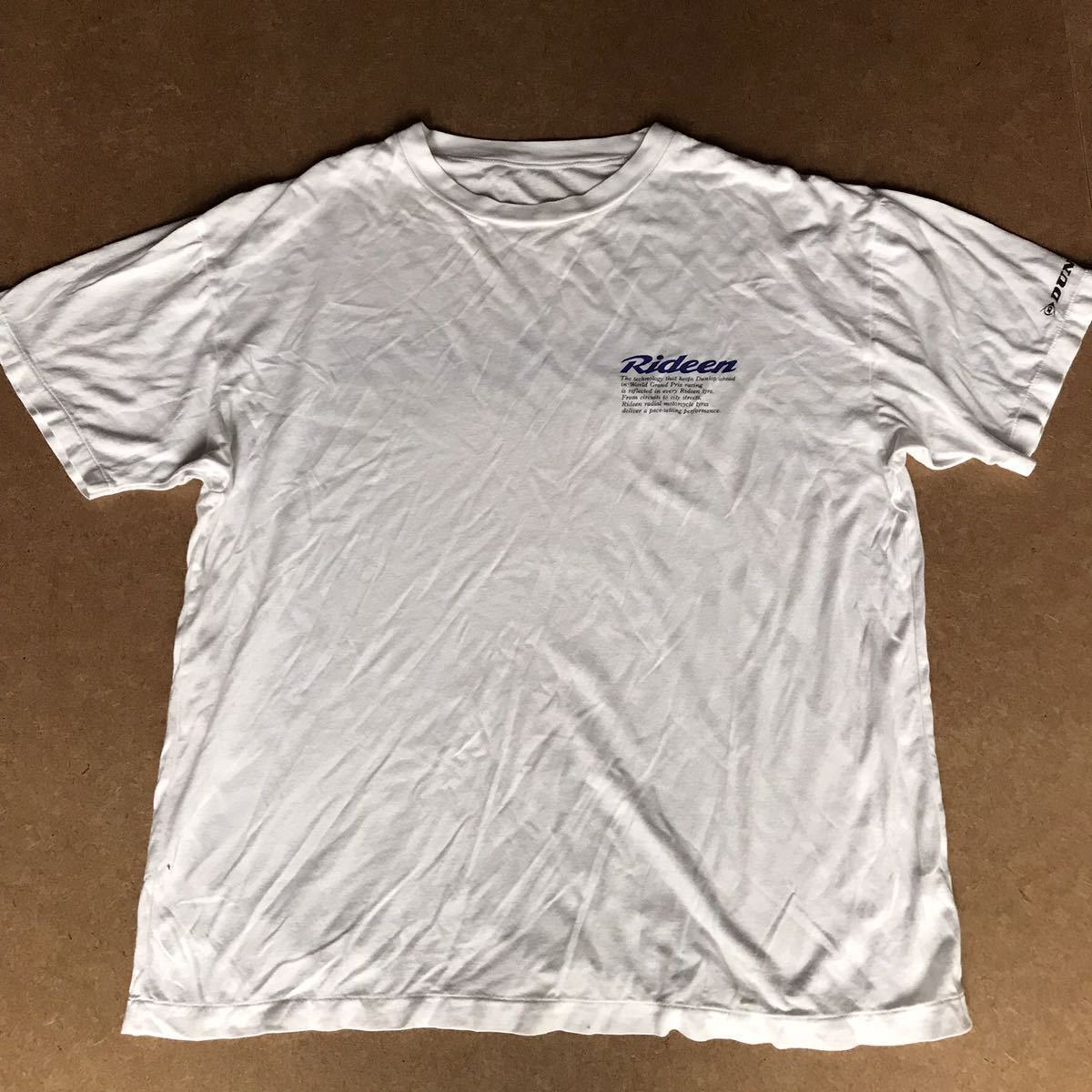 7-8 ダンロップ ライディーン Tシャツ DUNLOP ホワイト ブルー ロゴTシャツ 半袖拍卖
