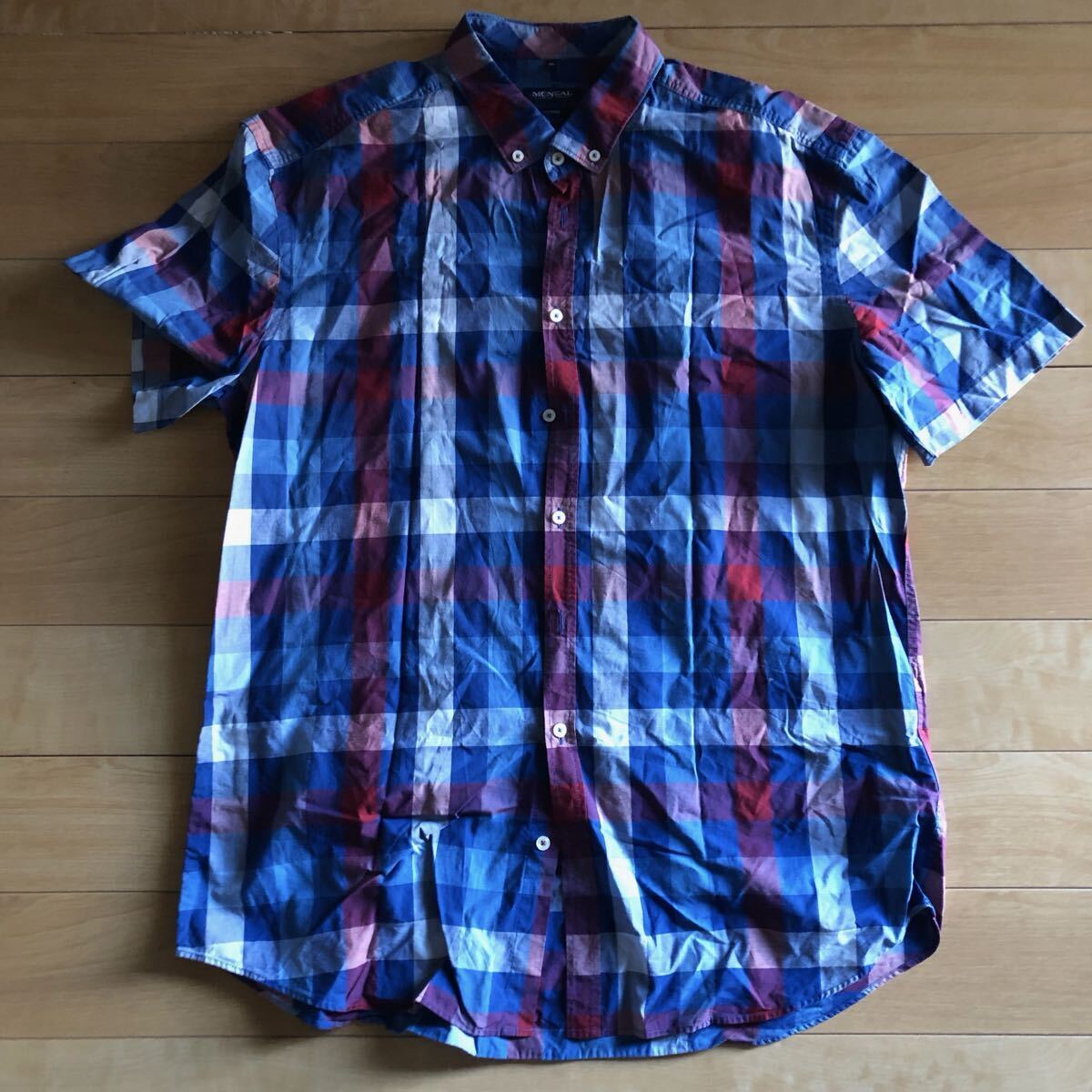 MCNEAL ブロックチェックシャツ 229-1-11 メンズ XL ブルー レッド拍卖