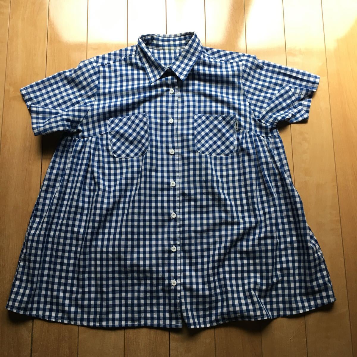 ロデオクラウンズワイドボウル ギンガムチェックブラウス 214-1-20 レディース M ブルー ロデオ拍卖