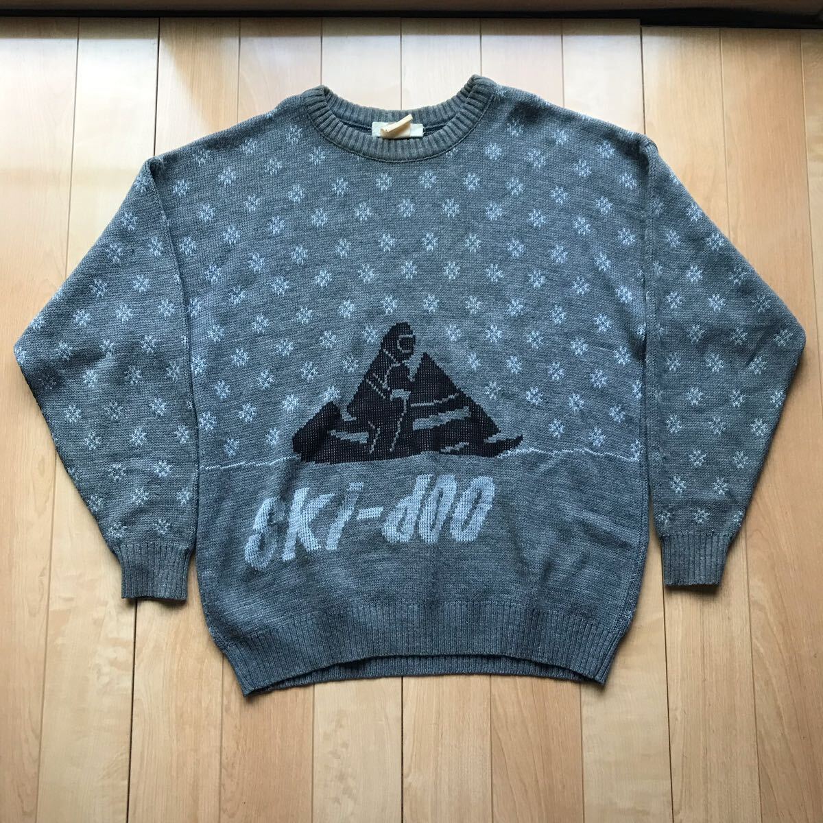 90年代 スキードゥー ニットセーター 130-1-307 メンズ グレー スノーモービル拍卖