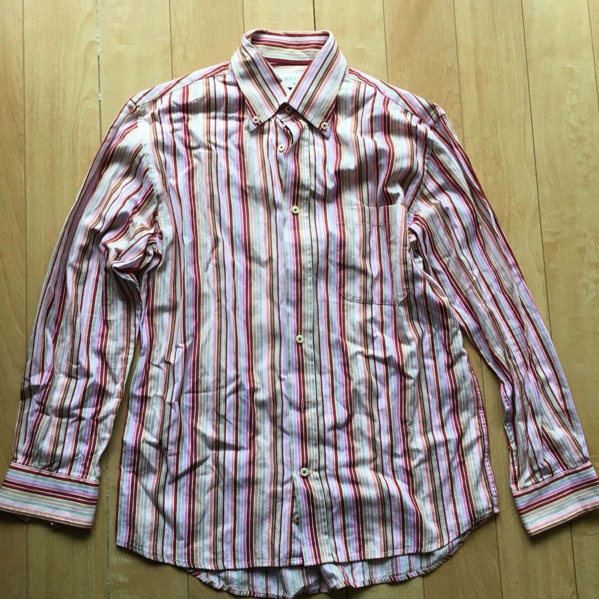 シンプルライフ ボタンダウンシャツ 237-1-66 メンズ M ピンク ストライプ拍卖