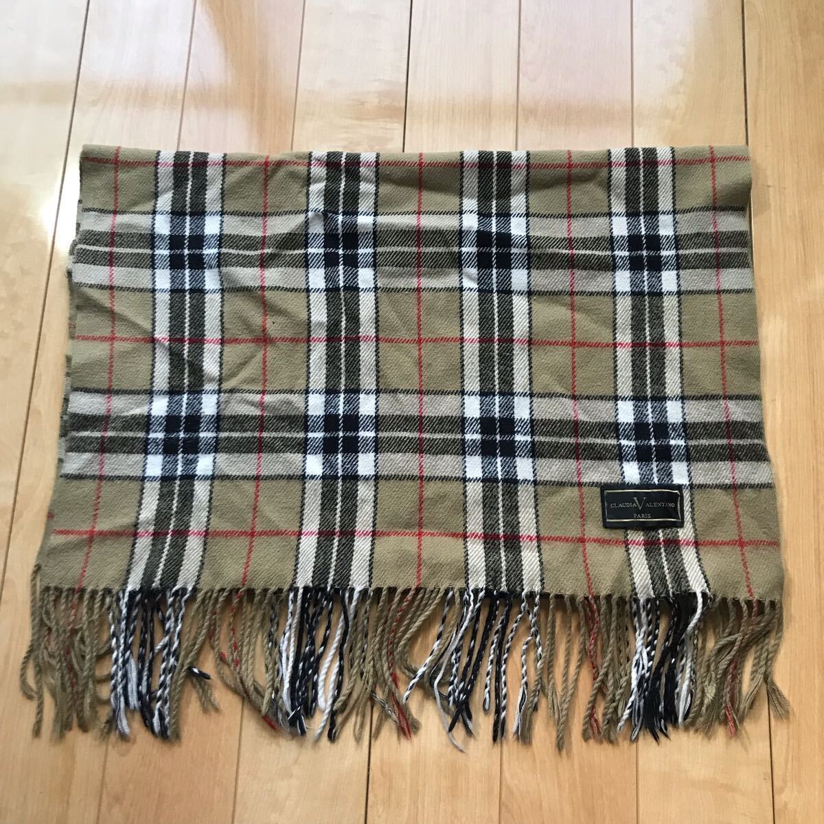 クラウディオヴァレンチノ マフラー 532-1-420 キャメル チェック拍卖