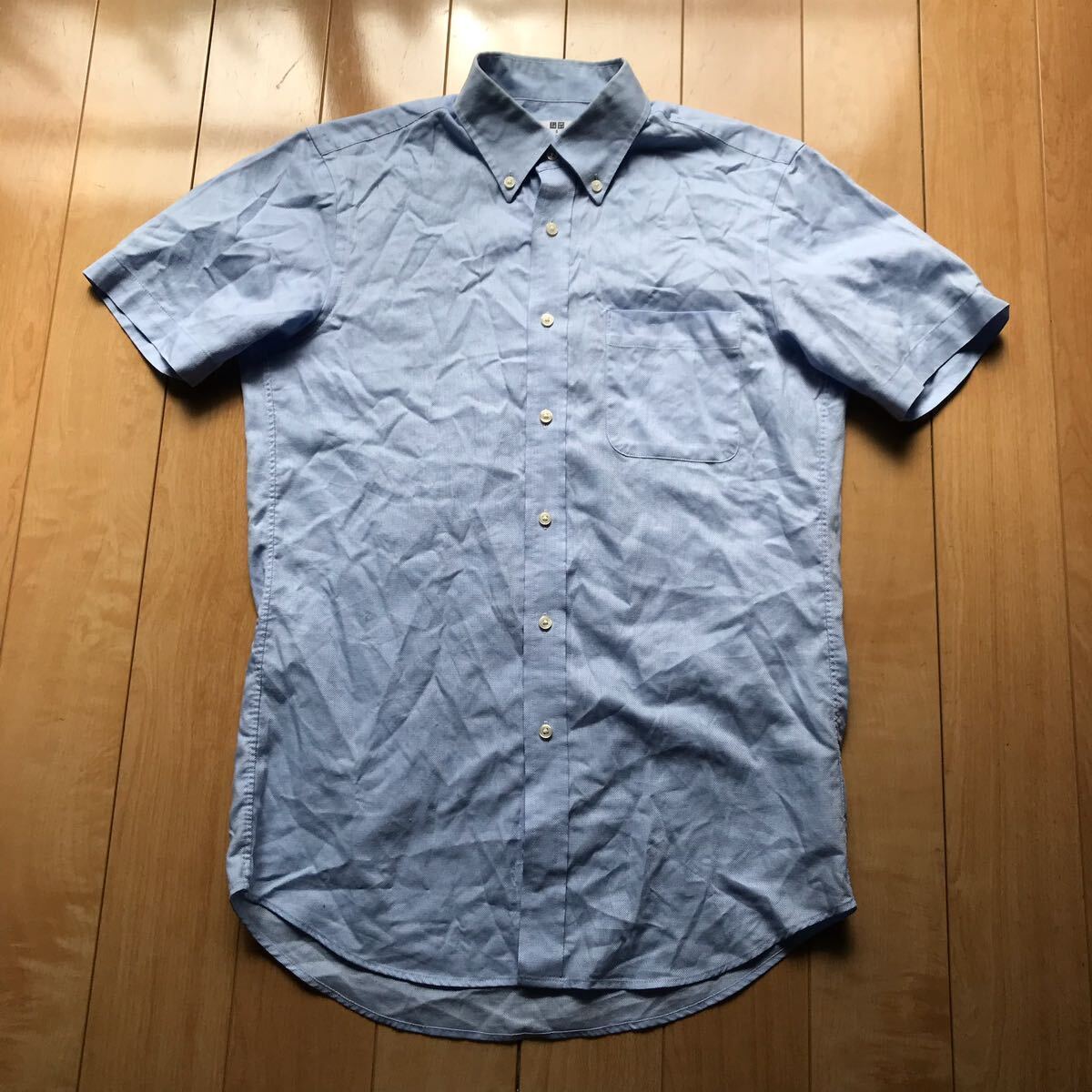 ユニクロ ドライイージーケアオックスフォードシャツ 定価1990円+税 122-1-343 メンズ S ライトブルー拍卖