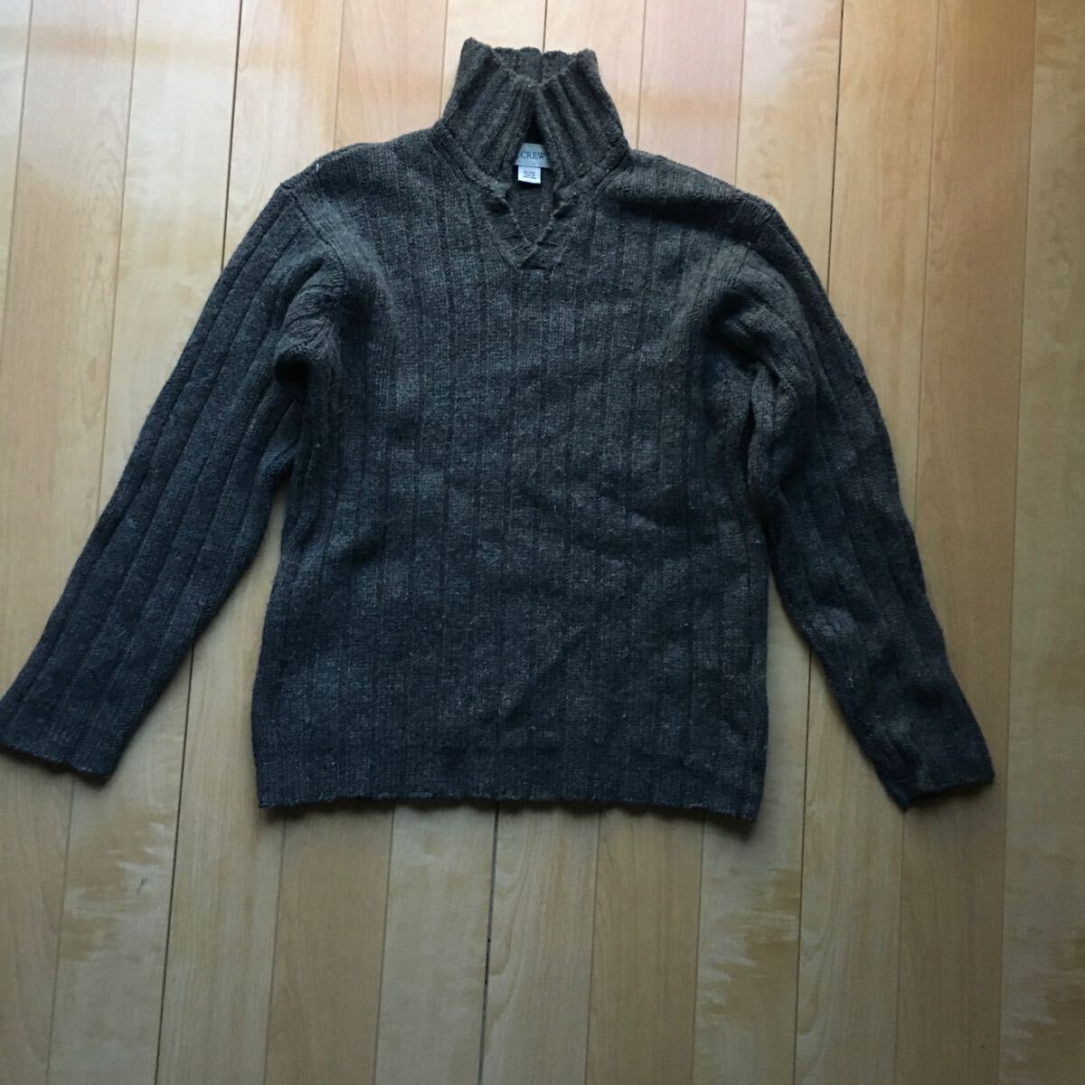 ジェイクルー ウールニットセーター 554-6-402 ダークグレー M リブ拍卖