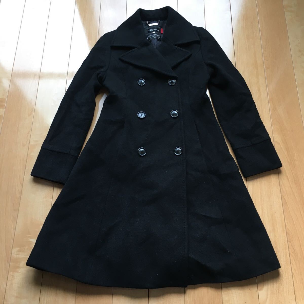 イネド カシミヤ混 ロングコート 594-6-7 レディース 9 ブラック拍卖