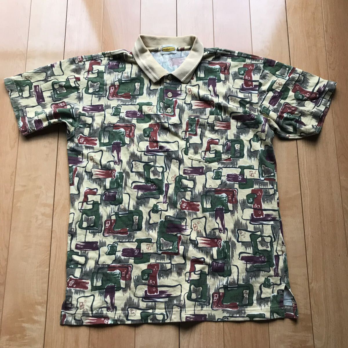 インターメッツォ 総柄ポロシャツ 127-1-302 メンズ L拍卖