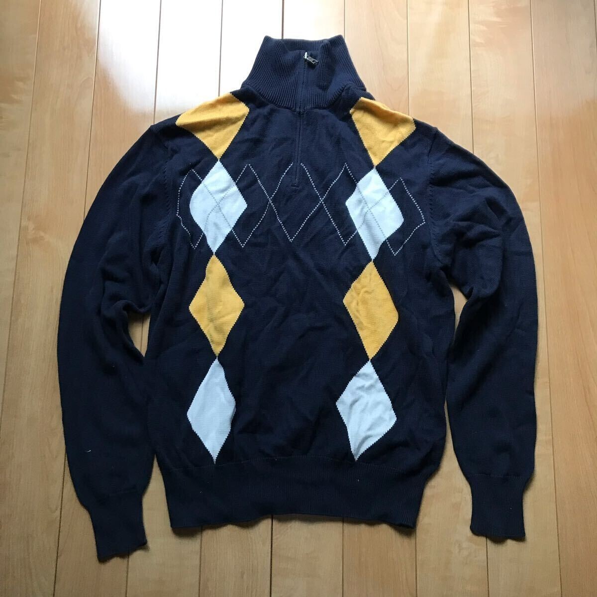 ノーティカ ハーフジップニットセーター 116-1-310 メンズ M ネイビー アーガイル柄拍卖