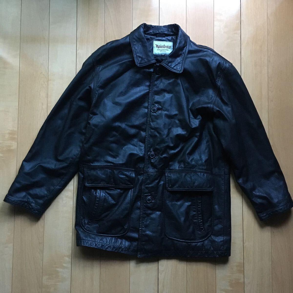 RAINBOW COLLECTION レザーコート 553-6-401 メンズ M ブラック 牛革拍卖