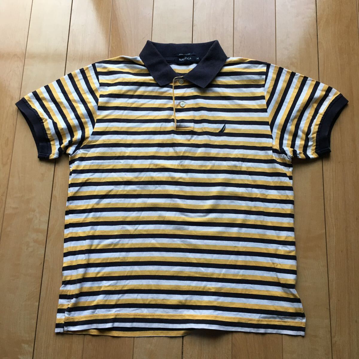 ノーティカ ポロシャツ 171-1-309 メンズ M イエロー ホワイト ブラック ボーダー拍卖