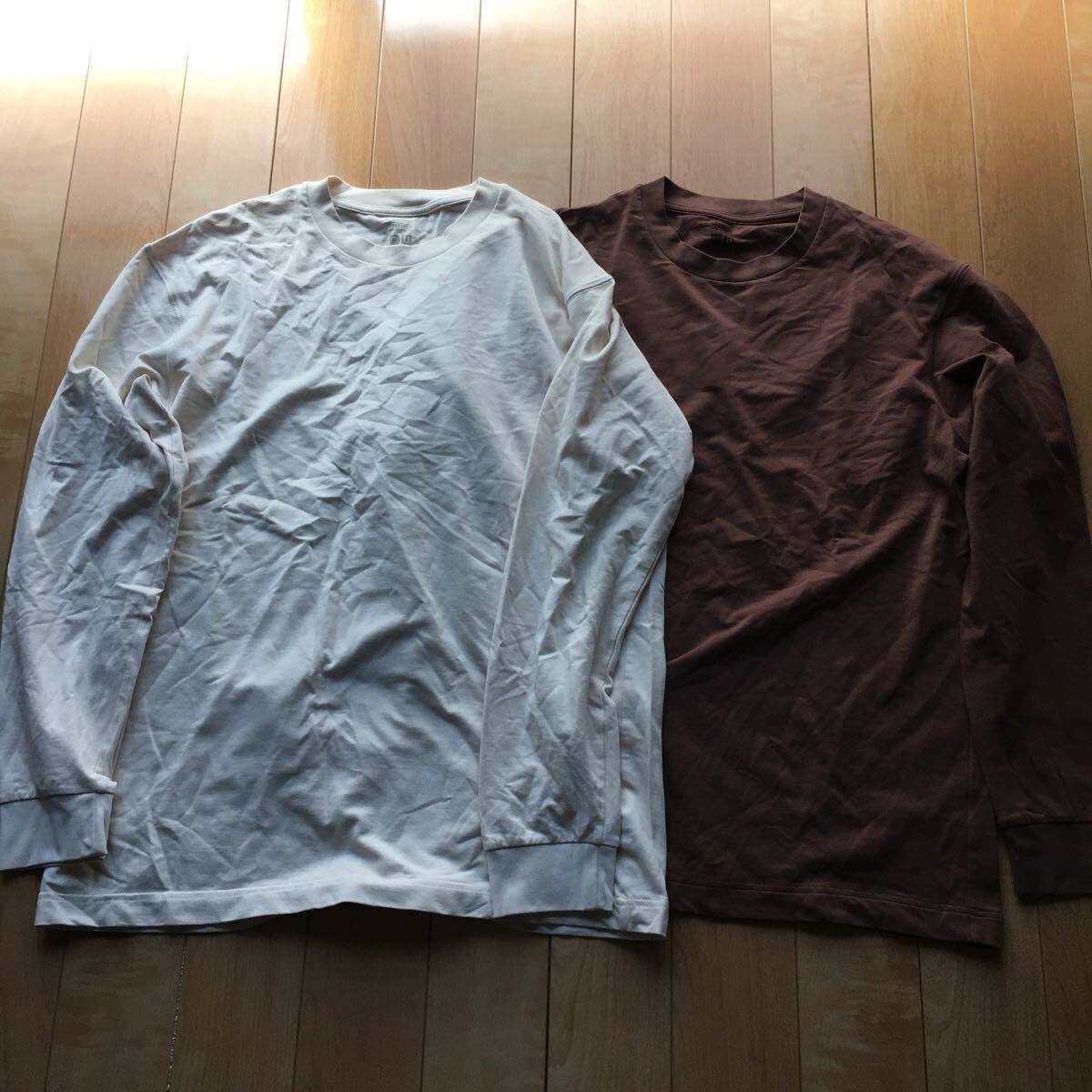 ユニクロ ヒートテックコットンクルーネックT 204-1-37 メンズ XL アイボリー ブラウン拍卖