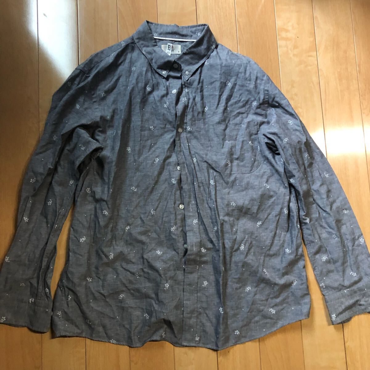 S.Cafe ボタンダウンシャツ 232-1-62 メンズ 3L グレー フラワー柄拍卖
