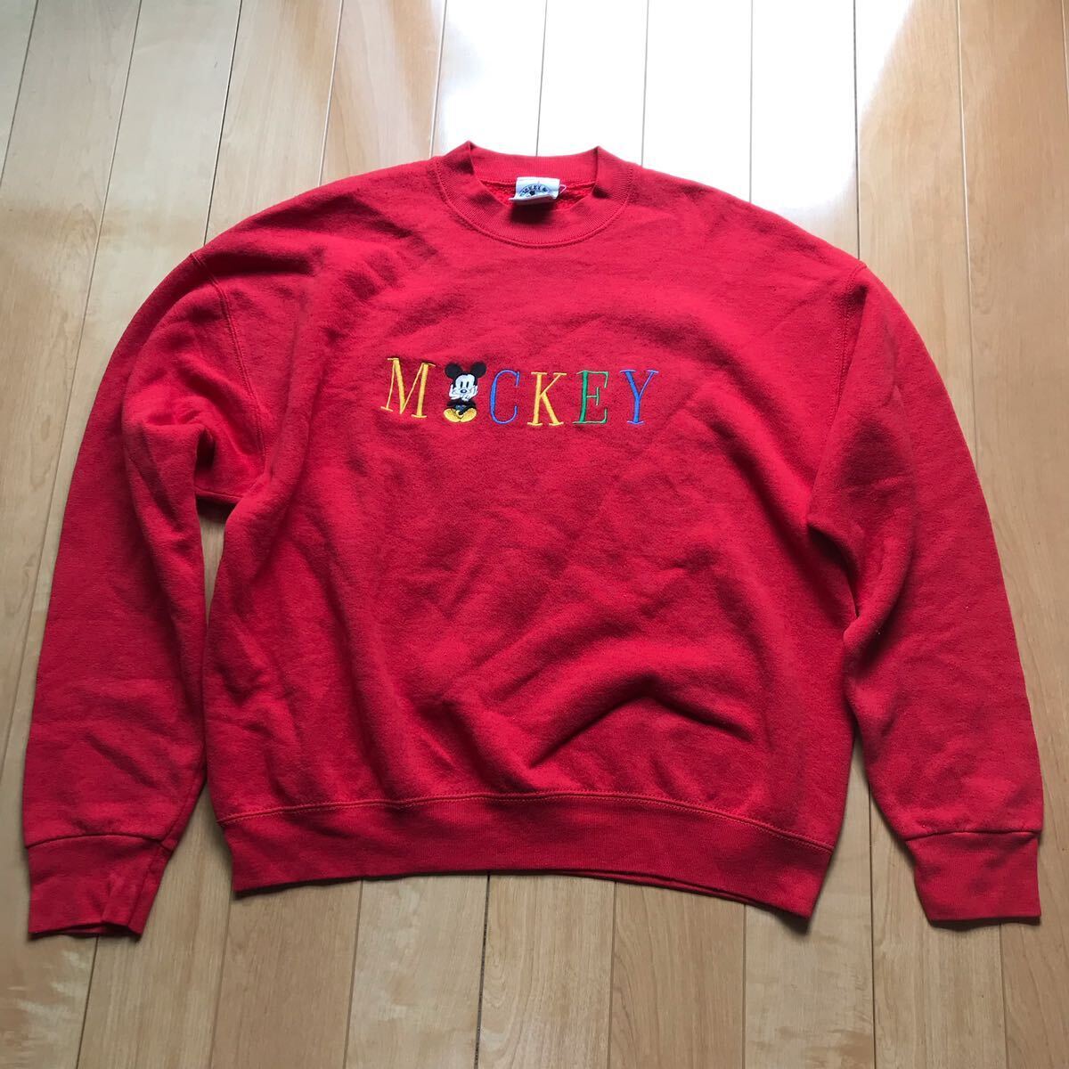 90年代 ミッキーアンドコー ロゴプリントトレーナー 153-1-318 レッド ディズニー拍卖