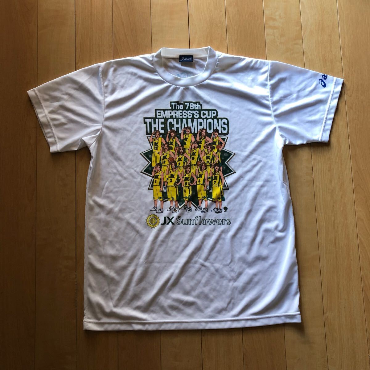 アシックス サンフラワーズ バスケTシャツ 226-1-79 ホワイト O 試合 応援拍卖