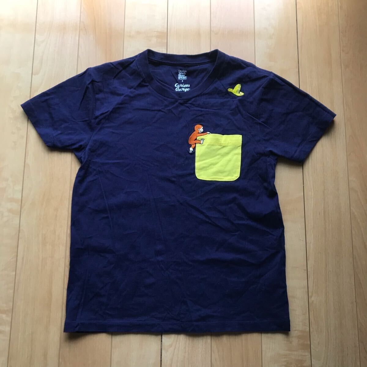 グラニフ×おさるのジョージ コラボTシャツ 162-1-327 メンズ S ネイビー拍卖