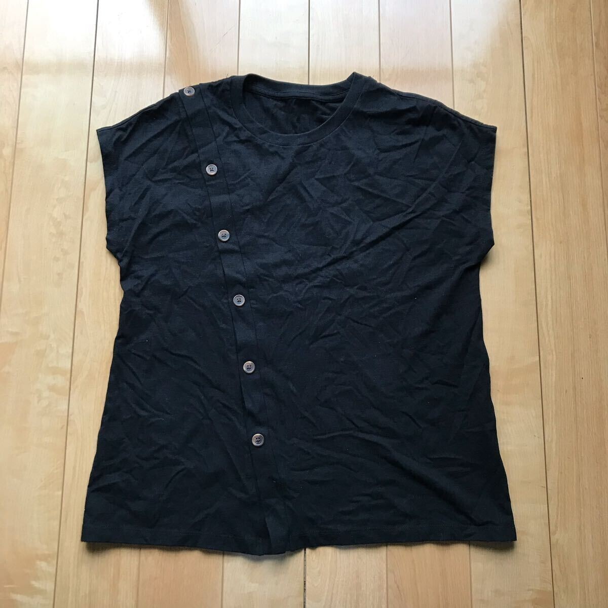 ジーユー 2WAYオープンショルダーT 定価1690円 167-1-380 レディース S ブラック拍卖