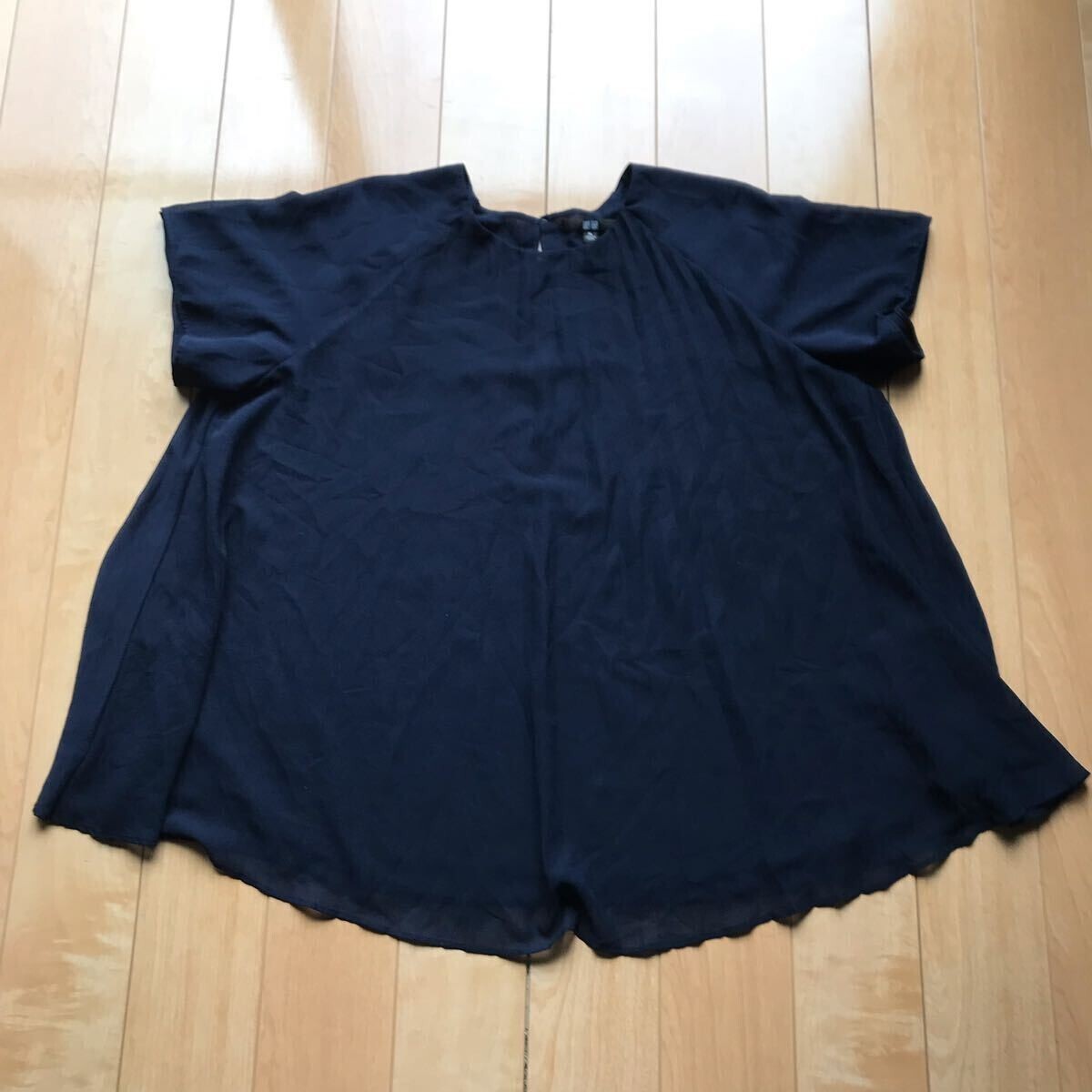 ユニクロ プリーツTブラウス 定価2490円+税 179-1-343 レディース XL ネイビー拍卖
