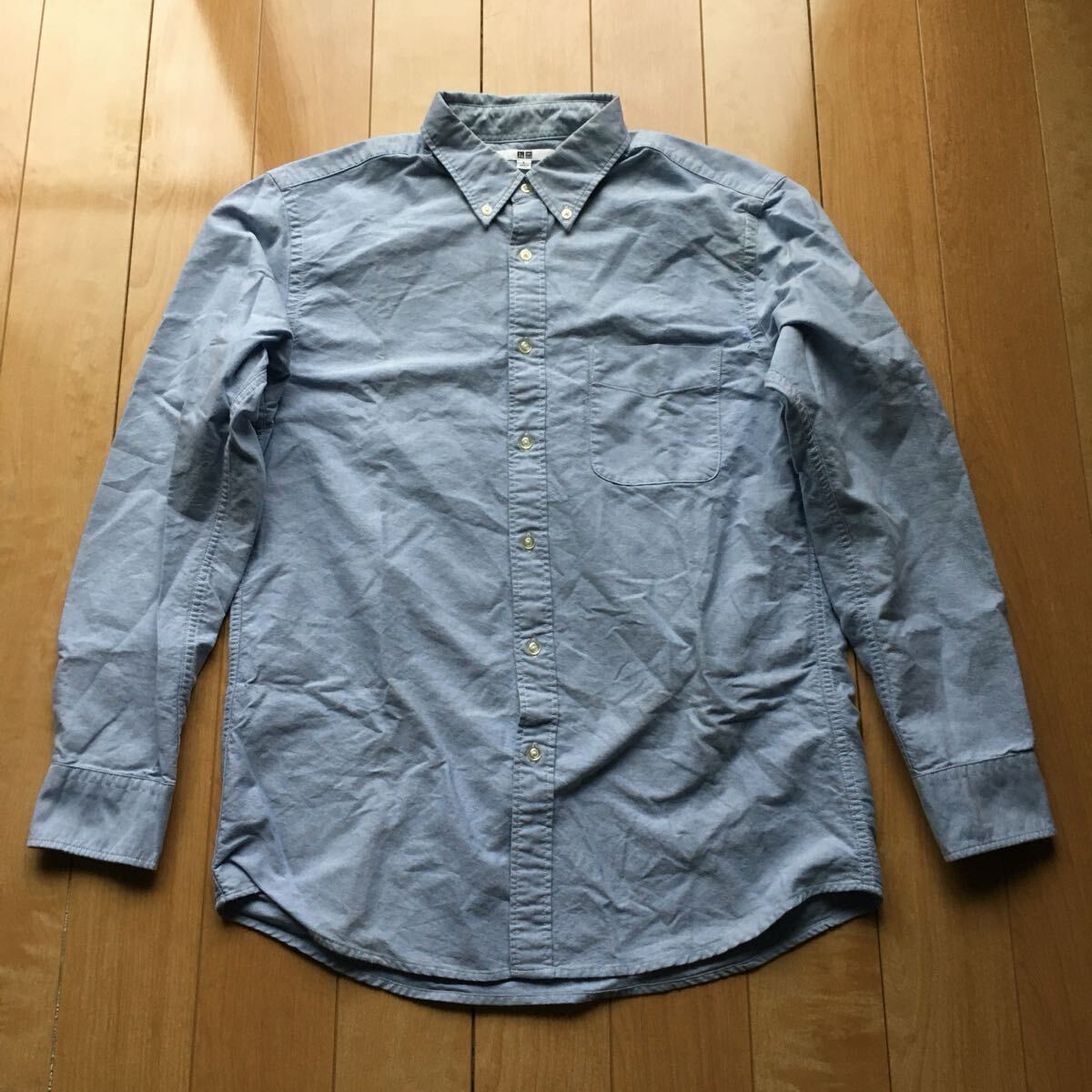 ユニクロ ボタンダウンシャツ 194-1-21 メンズ L ライトブルー拍卖