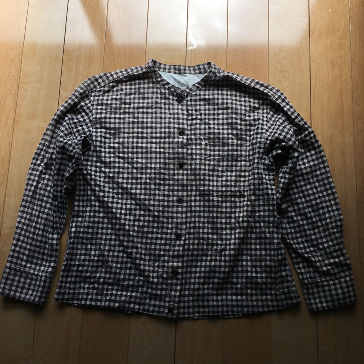 無印良品 スタンドカラーシャツ 222-1-12 レディース M ギンガムチェック拍卖