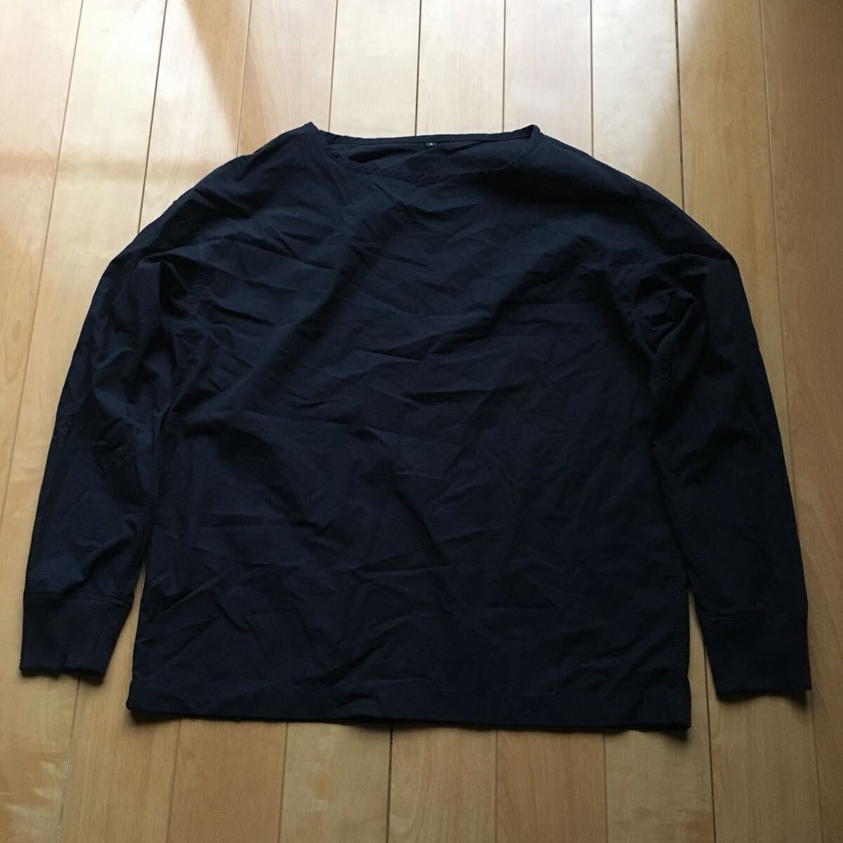 無印良品 プルオーバーリブ付きシャツ 195-1-9 レディース S ネイビー拍卖