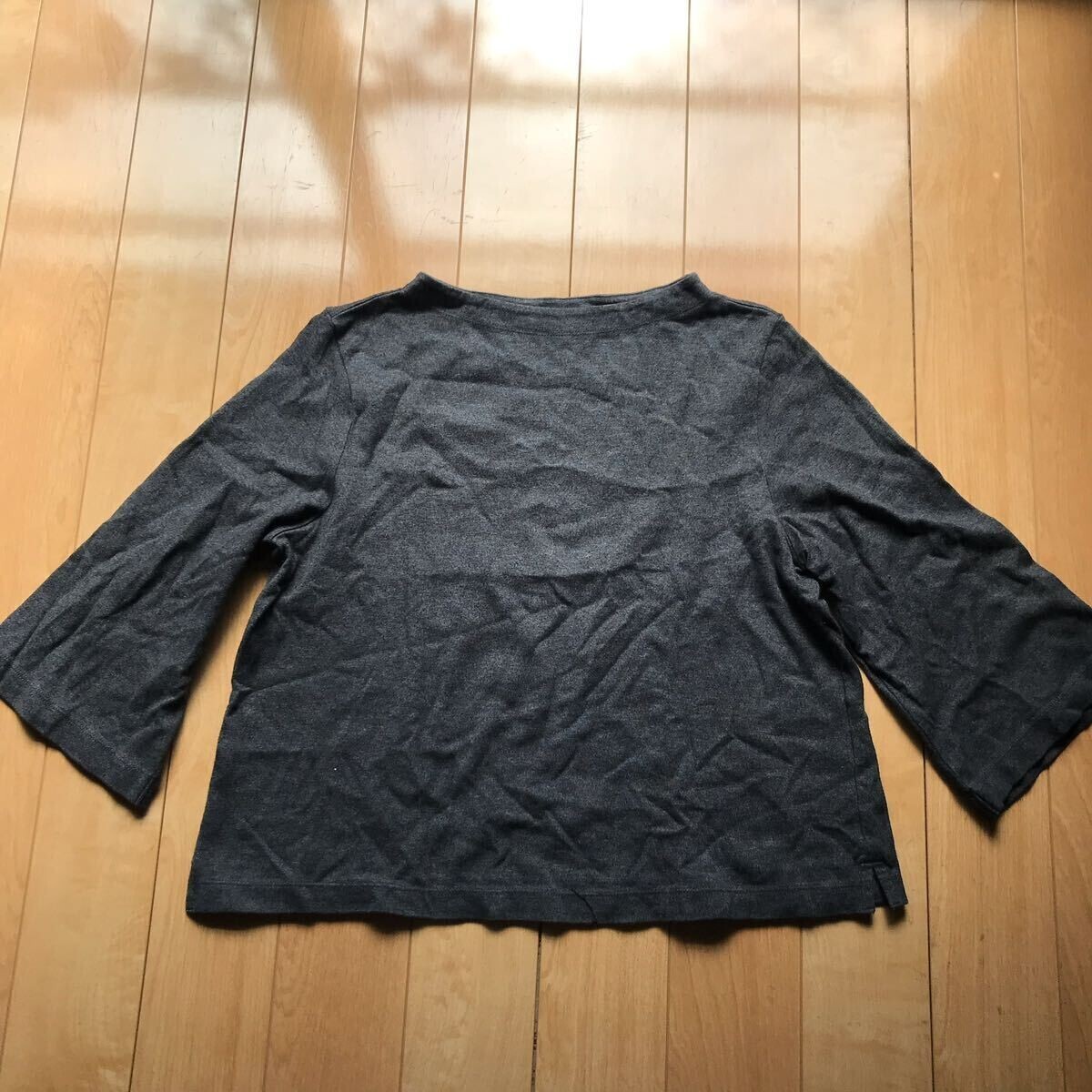 ユニクロ マーセライズコットンワイドスリーブT 定価1500円+税 115-1-338 レディース XL ダークグレー拍卖