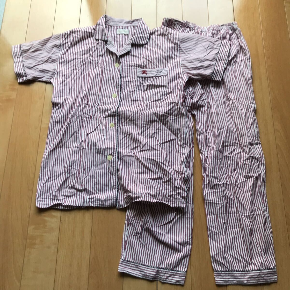 バーバリー パジャマ 上下セット 112-1-336 レディース M ピンク ホワイト ストライプ拍卖