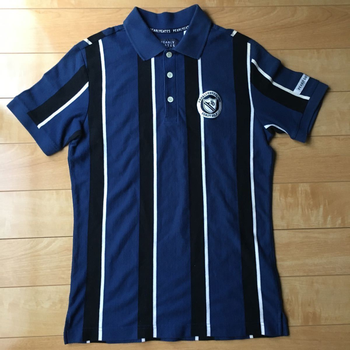 パーリーゲイツ ゴルフ ストライプポロシャツ レディゴルフ ネイビー 紳士拍卖
