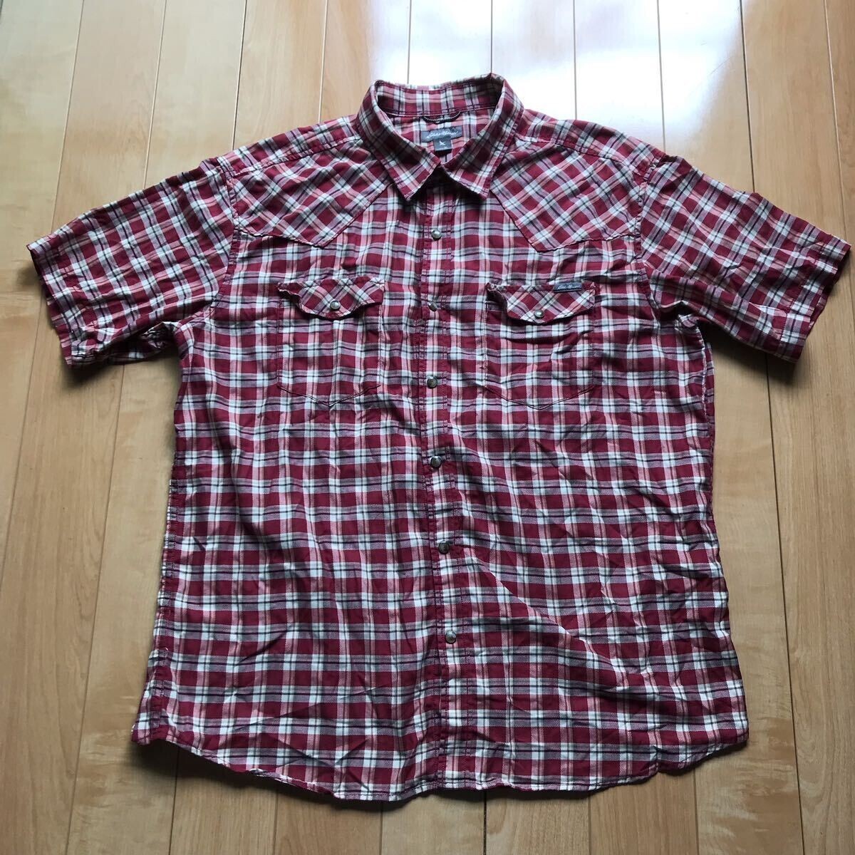 エディーバウアー チェックシャツ スリランカ製 537-1-330 メンズ XL レッド ベージュ拍卖