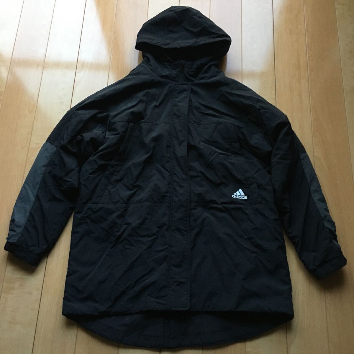 アディダス ナイロンジャケット 601-6-13 ブラック 160cm スリーストライプス拍卖