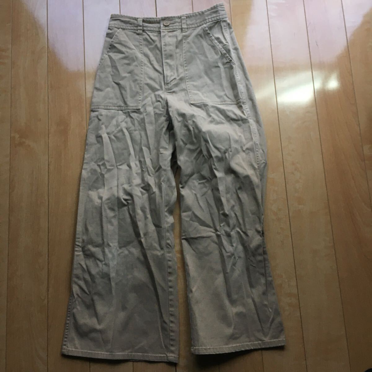 ジーユー ワイドパンツ 189-1-19 レディース S サンドベージュ拍卖