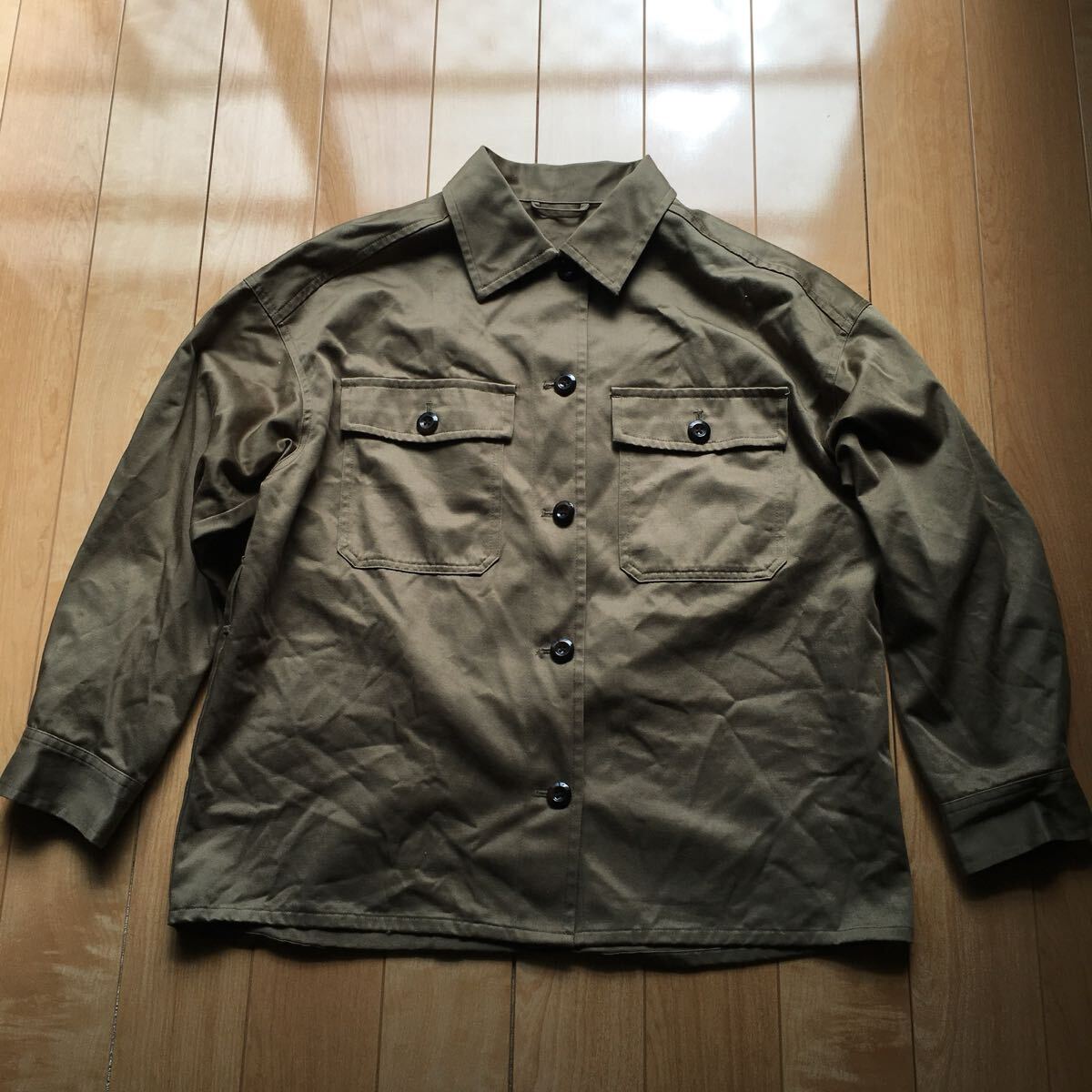 ジーユー ワークシャツ 219-1-25 レディース M カーキ 拍卖