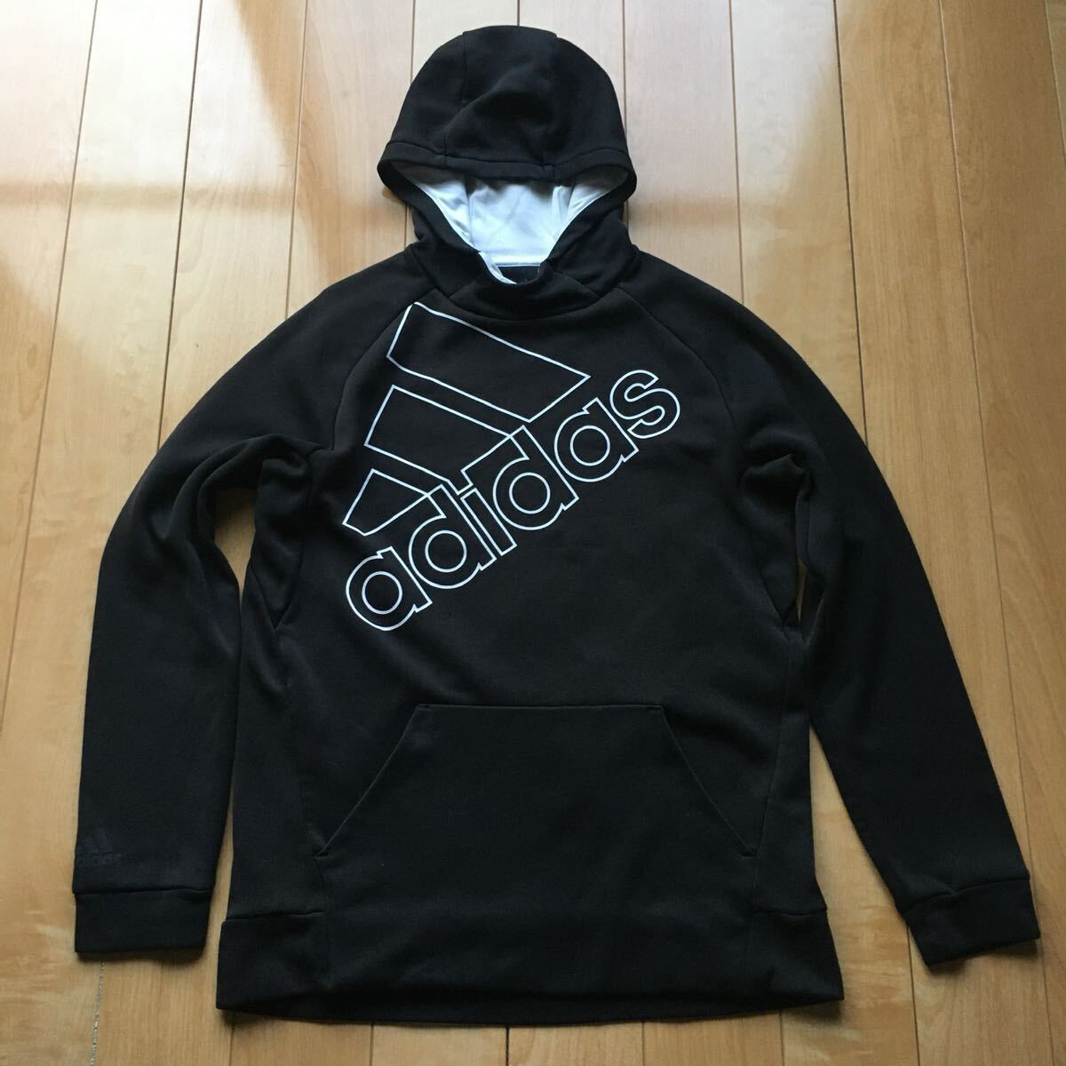 アディダス プルオーバーパーカー 204-1-15 ブラック 160cm ビッグロゴ拍卖