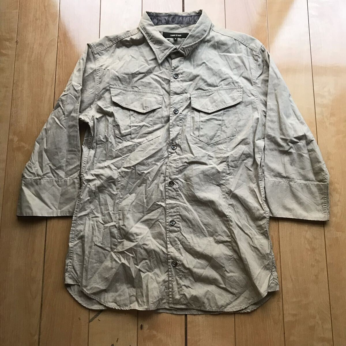 コムサメン 七分袖シャツ 108-1-307 メンズ M ベージュ コムサ拍卖