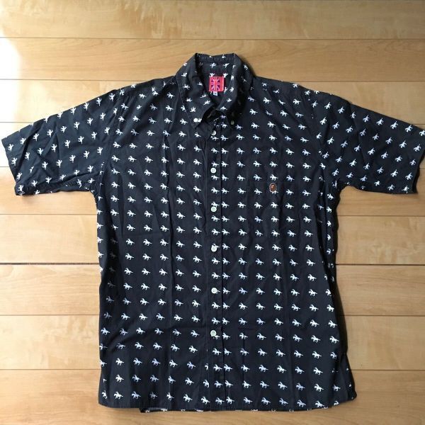 アベイシングエイプ 総柄シャツ 053-1-301 メンズ M ブラック ホワイト拍卖