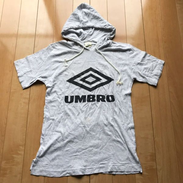 90年代 アンブロ 半袖パーカー 091-1-314 ライトグレー ブラック L拍卖