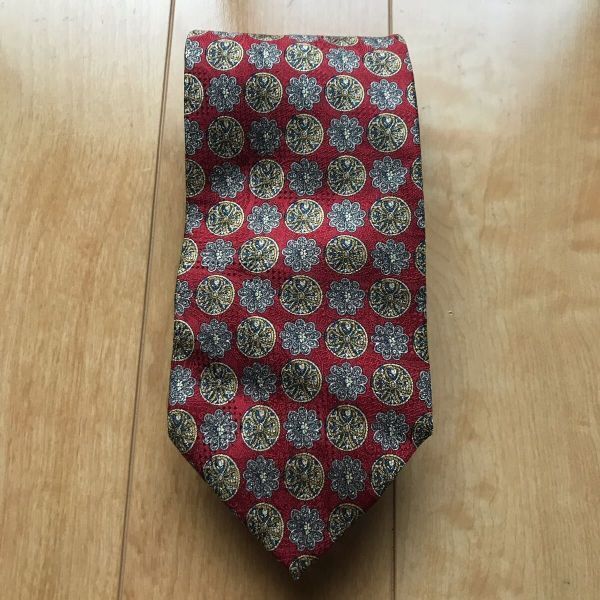 イタリー製 バレンティノ シルク100% ネクタイ 107-1-310 ワインレッド 総柄拍卖