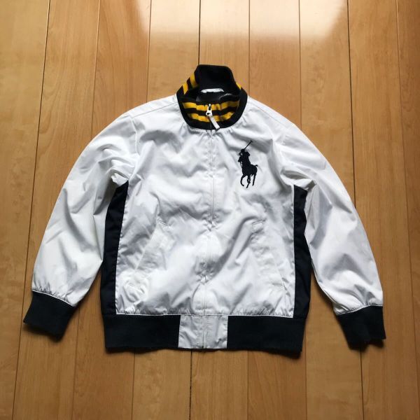 90年代 ラルフローレン ビッグポニー トラックジャケット 081-1-301 ホワイト ブラック イエロー 120cm ラルフ拍卖