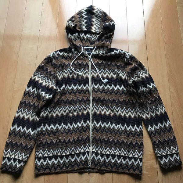 ビームス ダブルジップパーカー 550-6-306 メンズ M ブラウン ホワイト ブラック拍卖