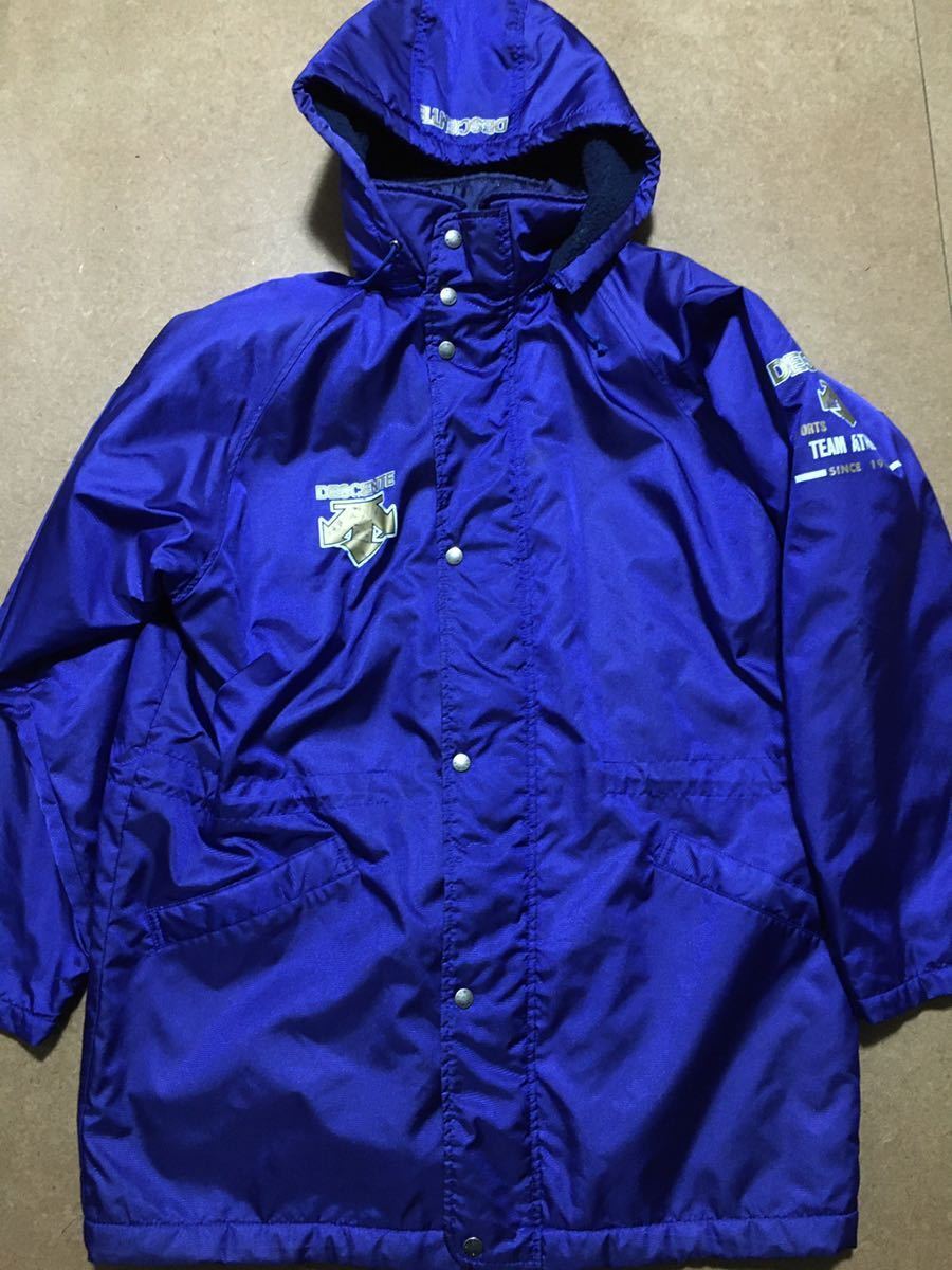 2-4 デサント ベンチコート 裏ボア ナイロン100% DESCENTE ブルー フリーサイズ メンズ拍卖