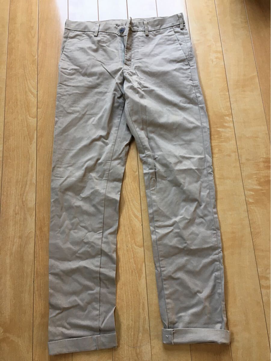 ユニクロ スリムフィットノータックチノ 230-1-14 メンズ ウエスト76cm ベージュ拍卖