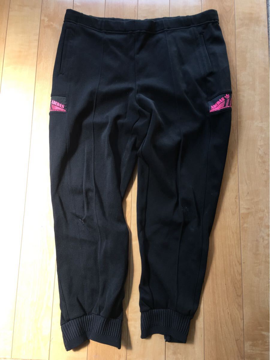 90年代 アディダス デサント製 トラックパンツ 230-1-48 ブラック XO トレフォイル拍卖