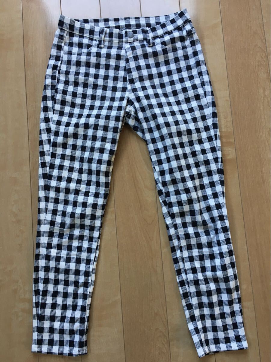 ユニクロ プリントクロップドレギンスパンツ 230-1-9 レディース M ホワイト ブラック拍卖