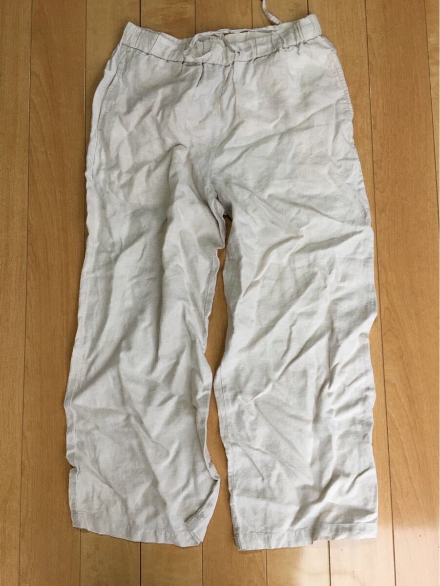 無印良品 リネンワイドパンツ レディース L ベージュ 2811202510210044拍卖