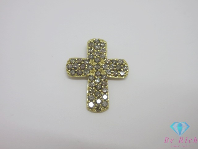 K18 YG ブラウン ダイヤモンド 1.50ct 付 十字架 クロス モチーフ デザイン ネックレス トップ ヘッド 18金【中古】【送料無料】 th13338拍卖
