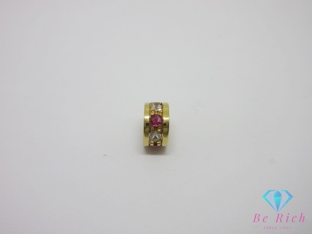 K18 YG カラーストーン 付 ネックレス ペンダント トップ ヘッド 18金 750 イエロー ゴールド ジュエリー アクセサリー 【中古】 th13141拍卖