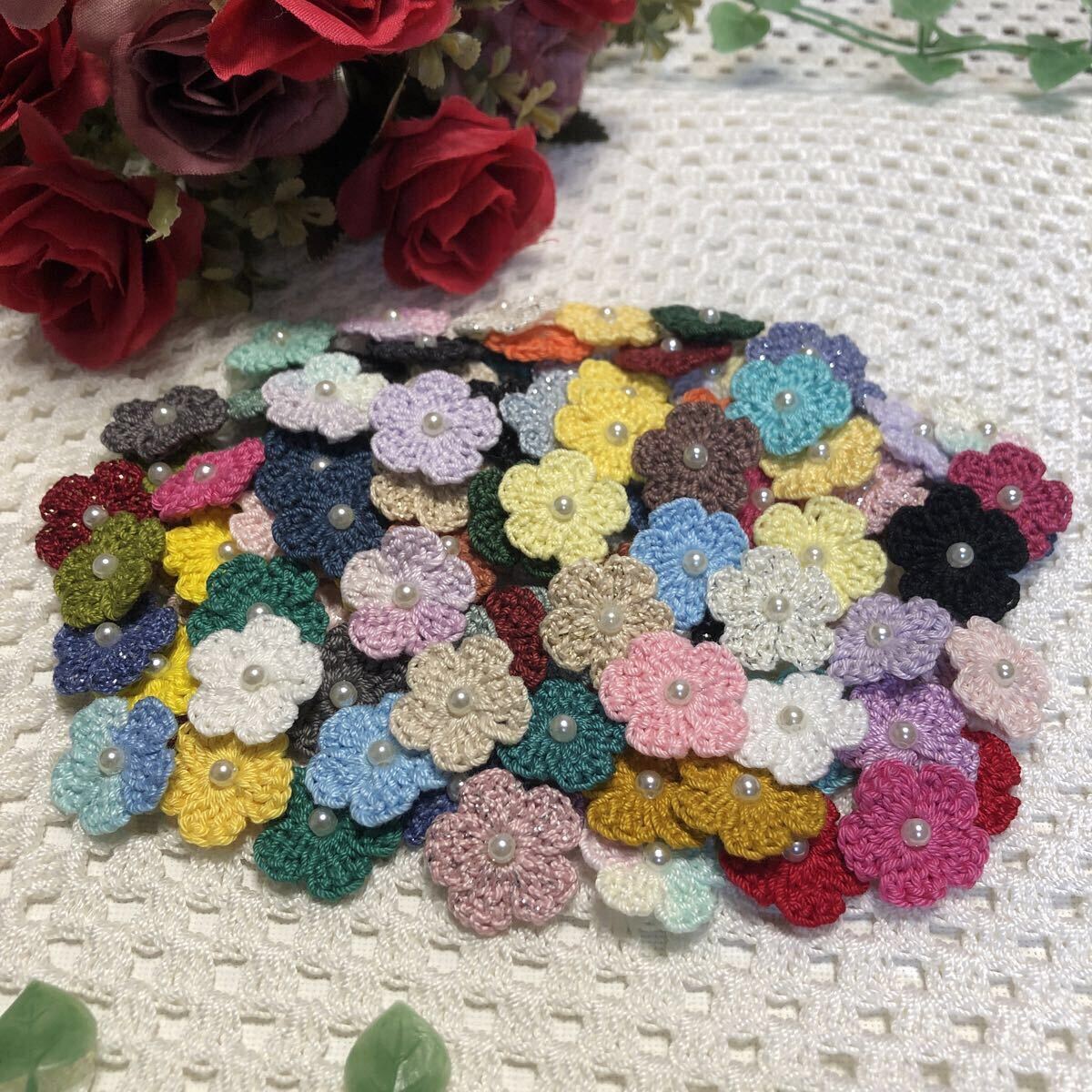 (No.145)☆ハンドメイド☆【50色】可愛いお花(^^)100枚 モチーフ パーツ等に拍卖