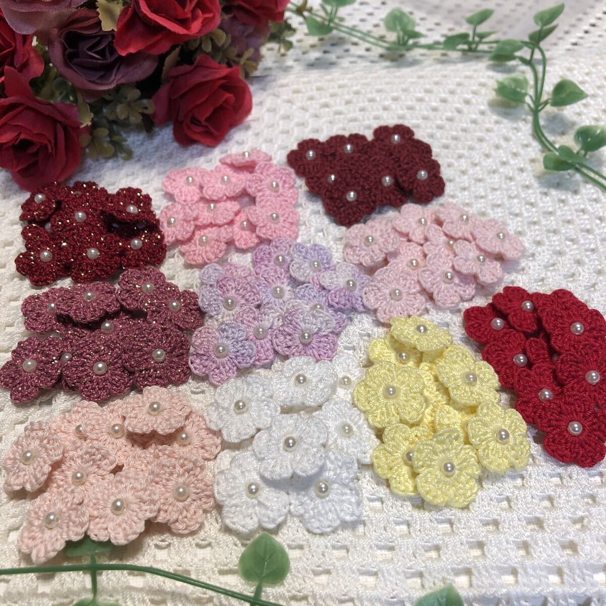 (No.112)☆ハンドメイド☆可愛いお花(^^)100枚【10色】モチーフ パーツ等に拍卖