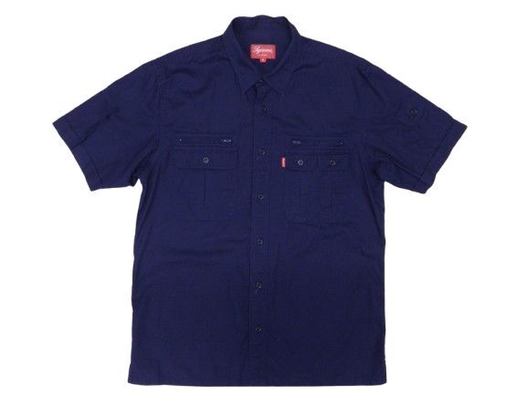 シュプリーム 半袖ワークシャツ サイズM ネイビー SUPREME 中古品拍卖