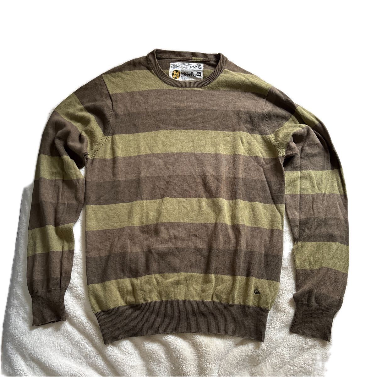 Quiksilver クイックシルバー オリーブグリーン/ブラウン ニット M拍卖
