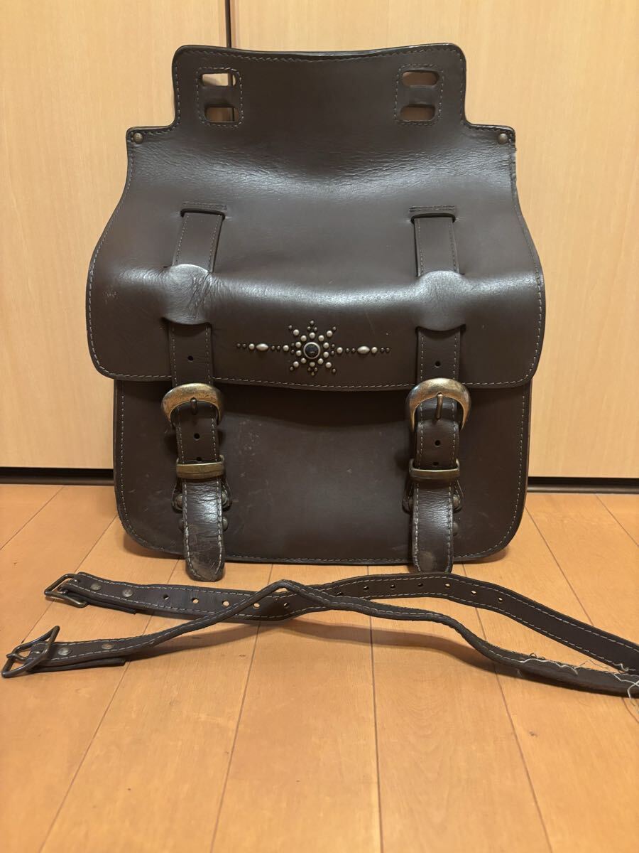 特注限定 デグナーHTC風スタッズ装飾サドルバッグ チョコレートブラウン拍卖
