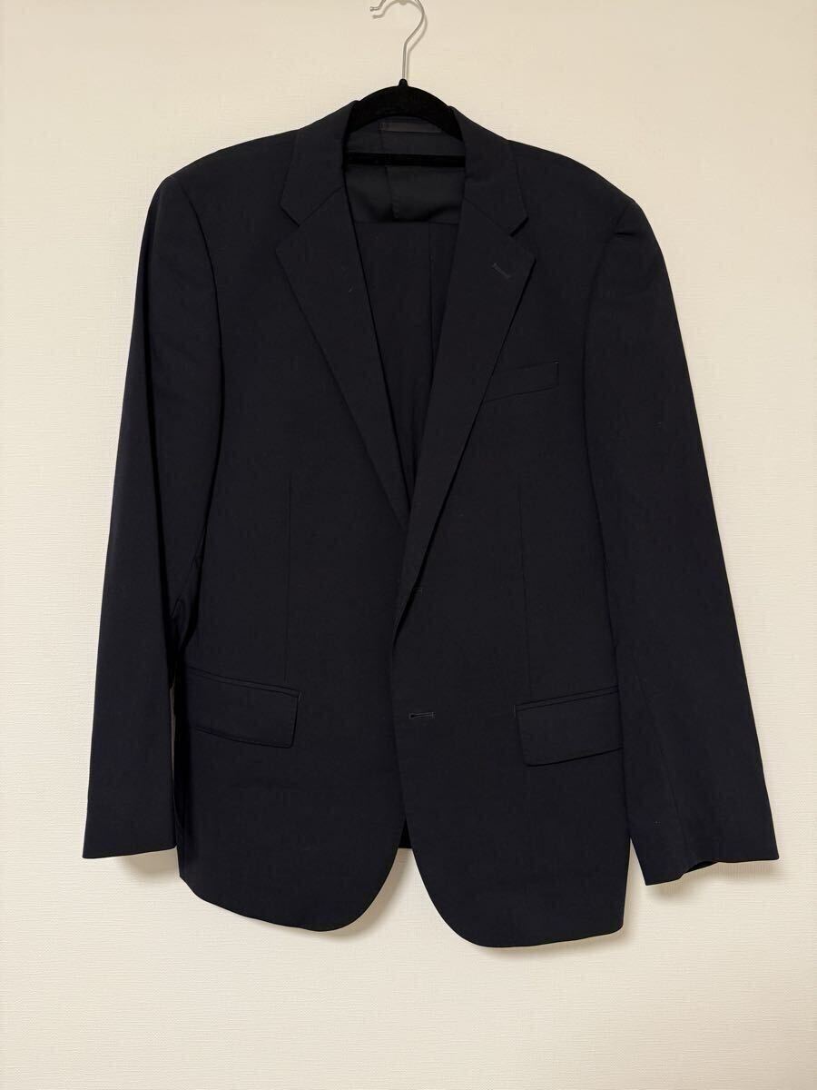 【送料無料】UNIQLO ユニクロ ウール ジャケット レギュラーフィット セットアップ スーツ Super110s ネイビー サイズ44拍卖